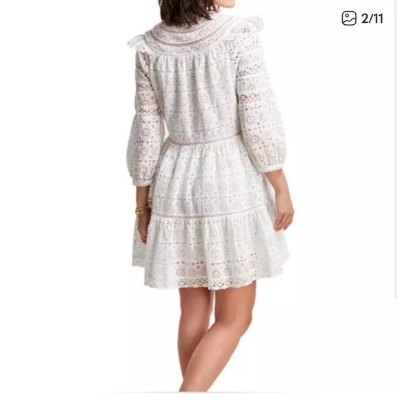 VINEYARD VINES White Tiered Eyelet Ruffled Mini Dress size XS - Picture 5 of 5